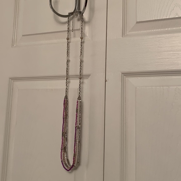 WHBM Long Chain Linked Necklace with Multi Color  Cut Beads - Picture 12 of 14